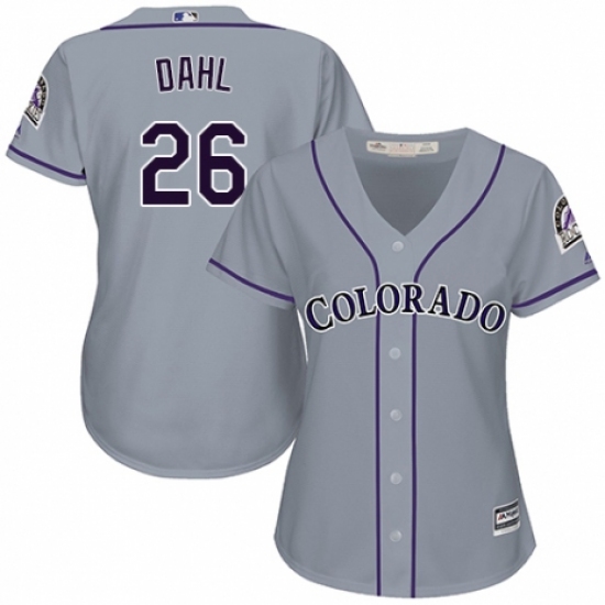 Women's Majestic Colorado Rockies 26 David Dahl Replica Grey Road Cool Base MLB Jersey