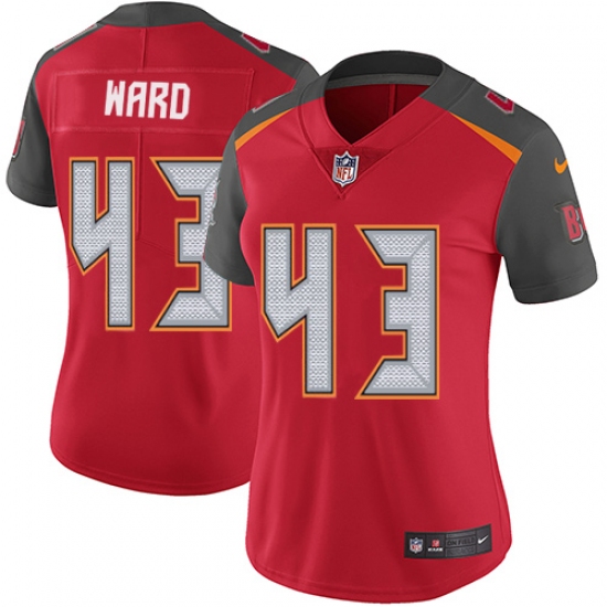 Women's Nike Tampa Bay Buccaneers 43 T.J. Ward Red Team Color Vapor Untouchable Limited Player NFL Jersey