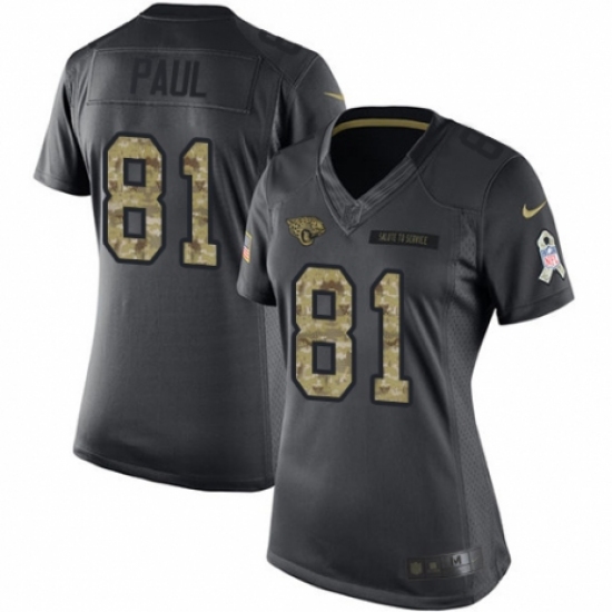 Women's Nike Jacksonville Jaguars 81 Niles Paul Limited Black 2016 Salute to Service NFL Jersey