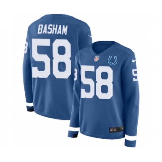 Women's Nike Indianapolis Colts 58 Tarell Basham Limited Blue Therma Long Sleeve NFL Jersey