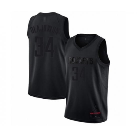 Men's Houston Rockets 34 Hakeem Olajuwon Swingman Black MVP Basketball Jersey