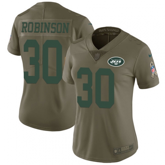 Women Nike New York Jets 30 Rashard Robinson Limited Olive Camo 2017 Salute to Service NFL Jersey