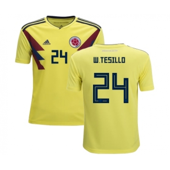 Colombia 24 W.Tesillo Home Kid Soccer Country Jersey