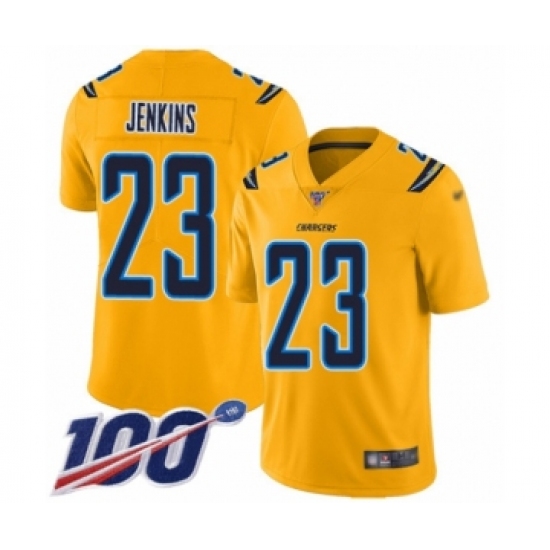 Youth Los Angeles Chargers 23 Rayshawn Jenkins Limited Gold Inverted Legend 100th Season Football Jersey