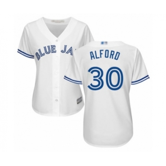 Women's Toronto Blue Jays 30 Anthony Alford Authentic White Home Baseball Player Jersey