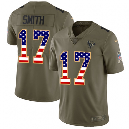 Men's Nike Houston Texans 17 Vyncint Smith Limited Olive USA Flag 2017 Salute to Service NFL Jersey