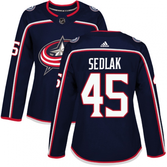 Women's Adidas Columbus Blue Jackets 45 Lukas Sedlak Premier Navy Blue Home NHL Jersey