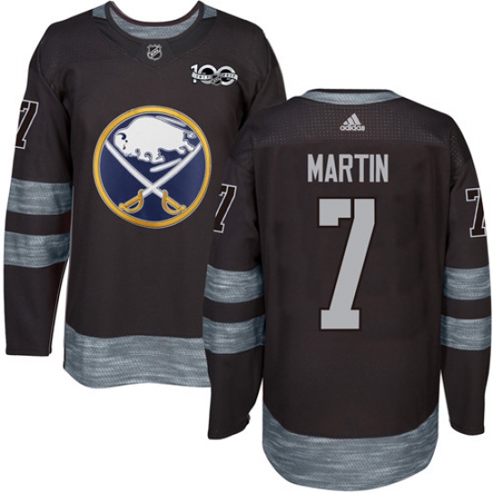 Men's Adidas Buffalo Sabres 7 Rick Martin Premier Black 1917-2017 100th Anniversary NHL Jersey