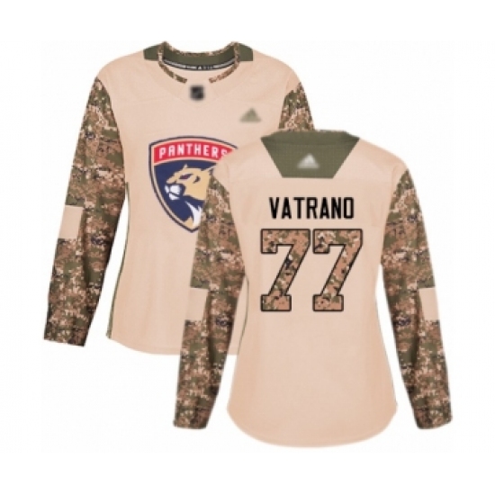 Women's Florida Panthers 77 Frank Vatrano Authentic Camo Veterans Day Practice Hockey Jersey