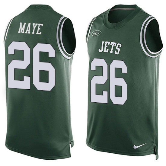 Men's Nike New York Jets 26 Marcus Maye Limited Green Player Name & Number Tank Top NFL Jersey