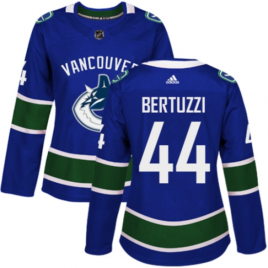 Women's Adidas Vancouver Canucks 44 Todd Bertuzzi Authentic Blue Home NHL Jersey