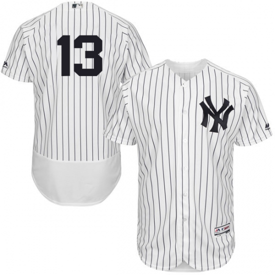 Men's Majestic New York Yankees 13 Alex Rodriguez White Home Flex Base Authentic Collection MLB Jersey