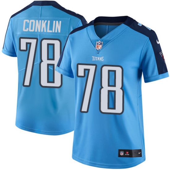 Women's Nike Tennessee Titans 78 Jack Conklin Light Blue Team Color Vapor Untouchable Limited Player NFL Jersey