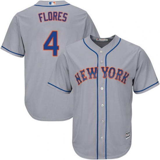 Youth Majestic New York Mets 4 Wilmer Flores Authentic Grey Road Cool Base MLB Jersey