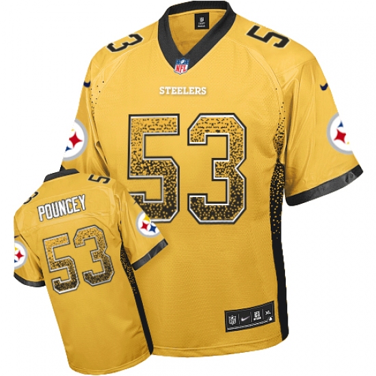 Men's Nike Pittsburgh Steelers 53 Maurkice Pouncey Elite Gold Drift Fashion NFL Jersey