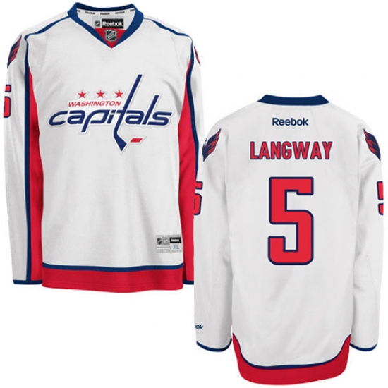 Women's Reebok Washington Capitals 5 Rod Langway Authentic White Away NHL Jersey