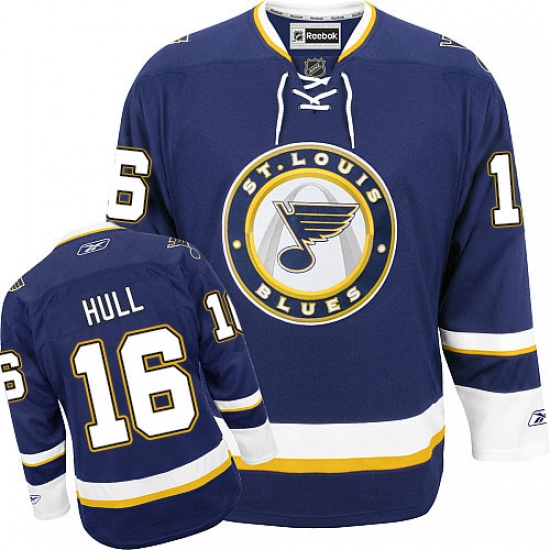 Women's Reebok St. Louis Blues 16 Brett Hull Authentic Navy Blue Third NHL Jersey