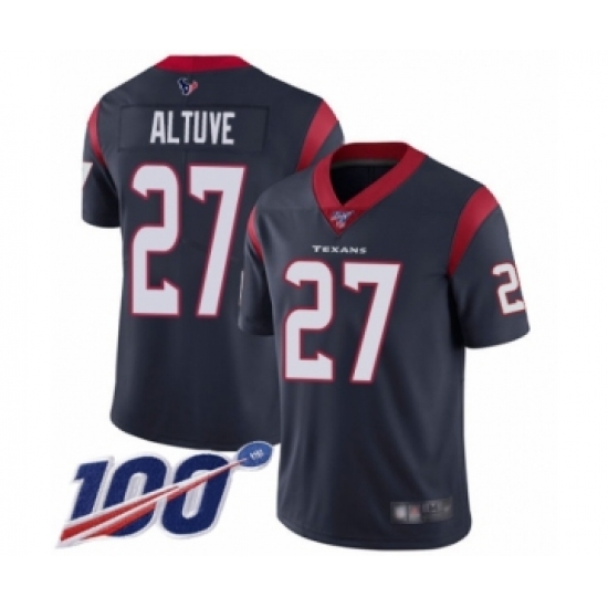 Men's Houston Texans 27 Jose Altuve Navy Blue Team Color Vapor Untouchable Limited Player 100th Season Football Jersey