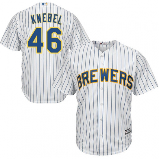 Youth Majestic Milwaukee Brewers 46 Corey Knebel Authentic White Alternate Cool Base MLB Jersey