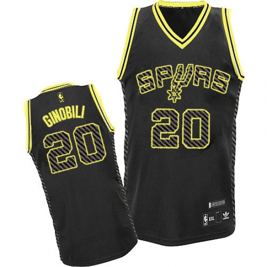 Men's Adidas San Antonio Spurs 20 Manu Ginobili Authentic Black Electricity Fashion NBA Jersey