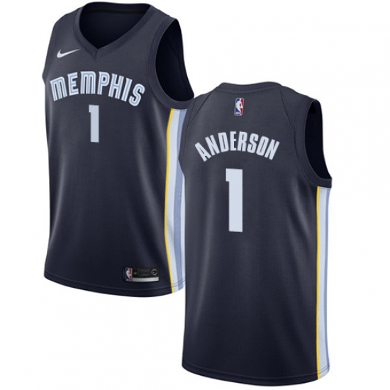 Men's Nike Memphis Grizzlies 1 Kyle Anderson Swingman Navy Blue NBA Jersey - Icon Edition