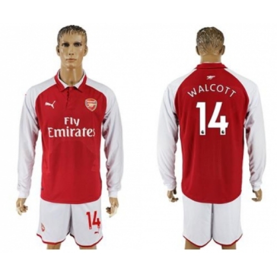 Arsenal 14 Walcott Red Home Long Sleeves Soccer Club Jersey