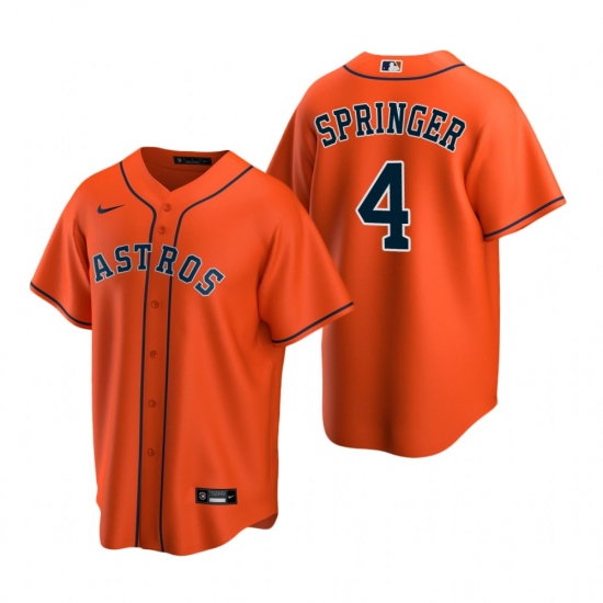 Men's Nike Houston Astros 4 George Springer Orange Alternate Stitched Baseball Jersey