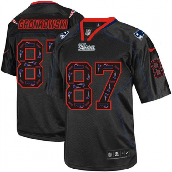 Men's Nike New England Patriots 87 Rob Gronkowski Elite New Lights Out Black NFL Jersey