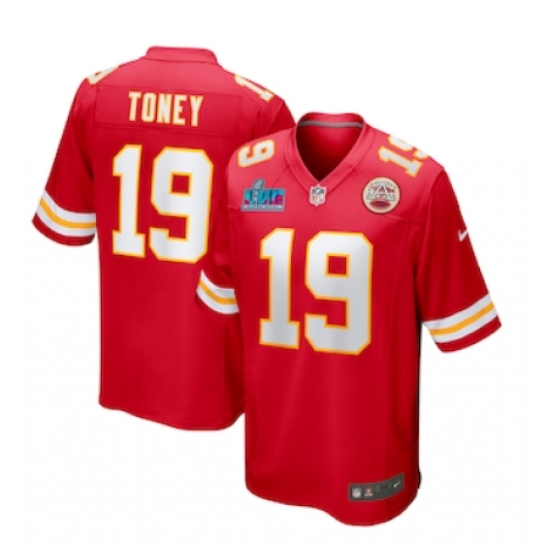 Men's Kansas City Chiefs 19 Kadarius Toney Nike Red Super Bowl LVIILimited Jersey