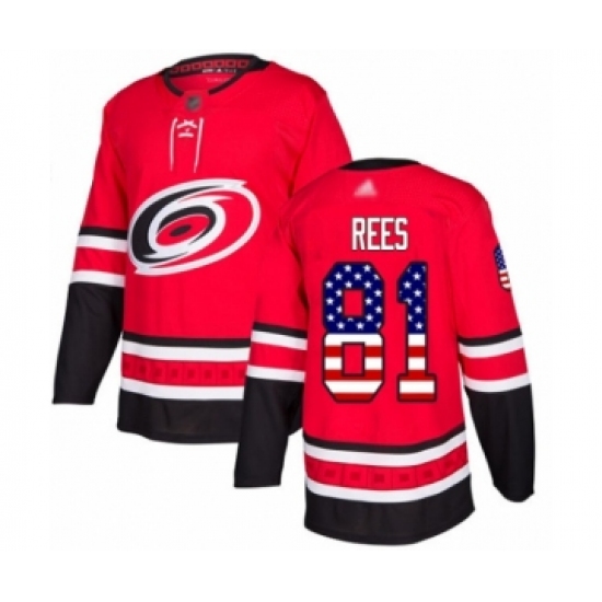 Youth Carolina Hurricanes 81 Jamieson Rees Authentic Red USA Flag Fashion Hockey Jersey