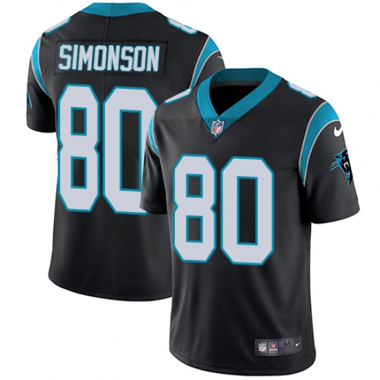 Men's Nike Carolina Panthers 80 Scott Simonson Black Team Color Vapor Untouchable Limited Player NFL Jersey