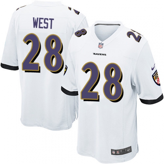 Men's Nike Baltimore Ravens 28 Terrance West Game White NFL Jersey