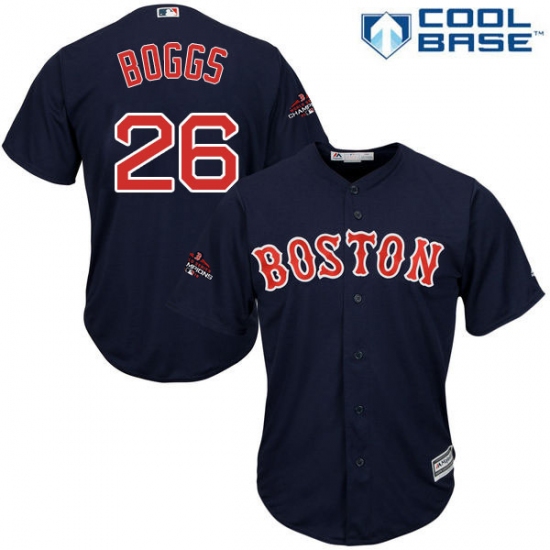 Youth Majestic Boston Red Sox 26 Wade Boggs Authentic Navy Blue Alternate Road Cool Base 2018 World Series Champions MLB Jersey