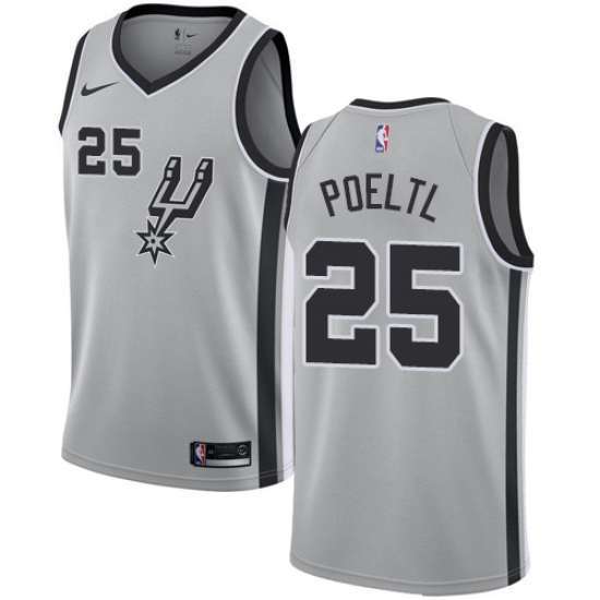 Women's Nike San Antonio Spurs 25 Jakob Poeltl Swingman Silver NBA Jersey Statement Edition