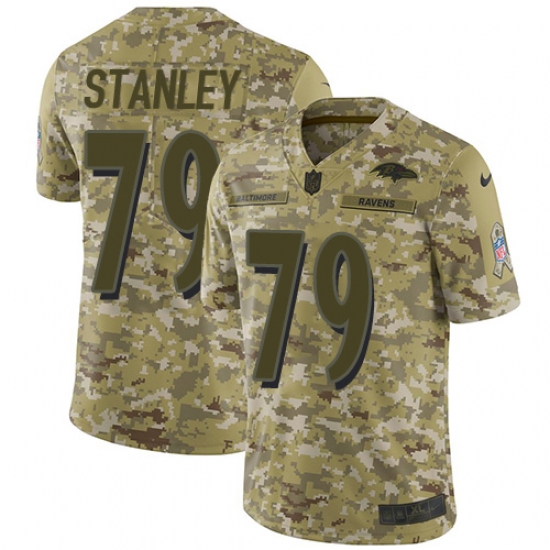 Men's Nike Baltimore Ravens 79 Ronnie Stanley Limited Camo 2018 Salute to Service NFL Jersey