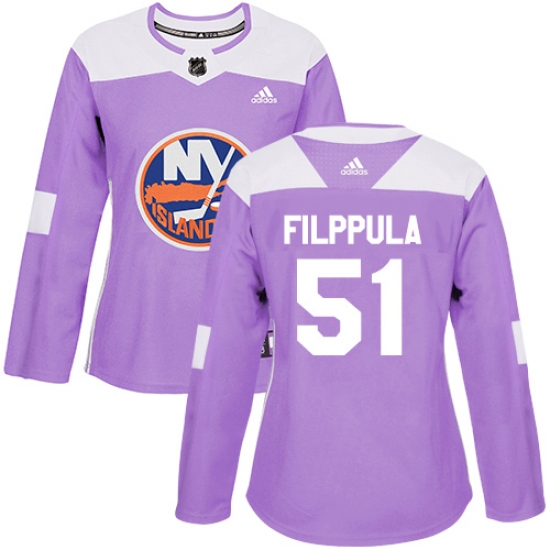 Women's Adidas New York Islanders 51 Valtteri Filppula Authentic Purple Fights Cancer Practice NHL Jersey