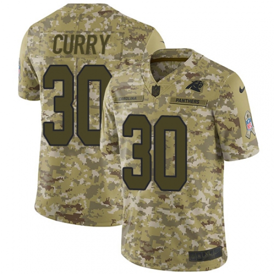 Youth Nike Carolina Panthers 30 Stephen Curry Limited Camo 2018 Salute to Service NFL Jersey