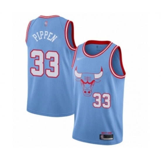 Youth Chicago Bulls 33 Scottie Pippen Swingman Blue Basketball Jersey - 2019 20 City Edition