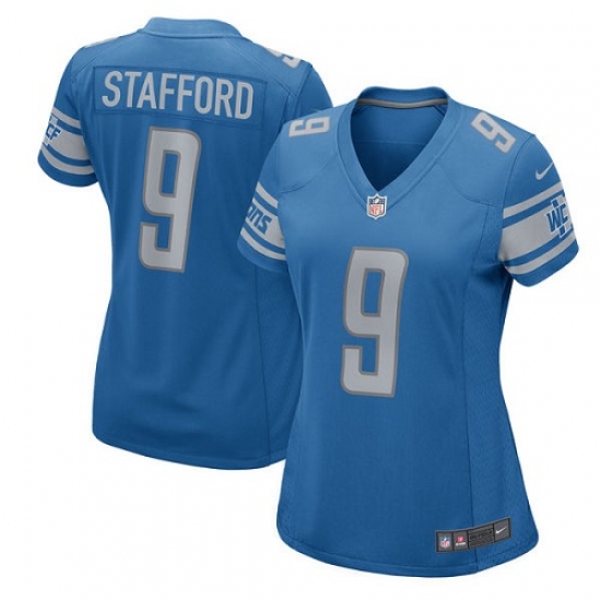 Women's Nike Detroit Lions 9 Matthew Stafford Game Light Blue Team Color NFL Jersey