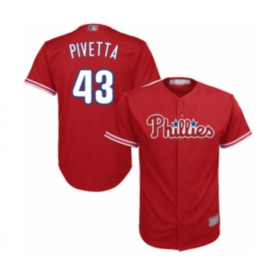 Youth Philadelphia Phillies 43 Nick Pivetta Authentic Red Alternate Cool Base Baseball Player Jersey