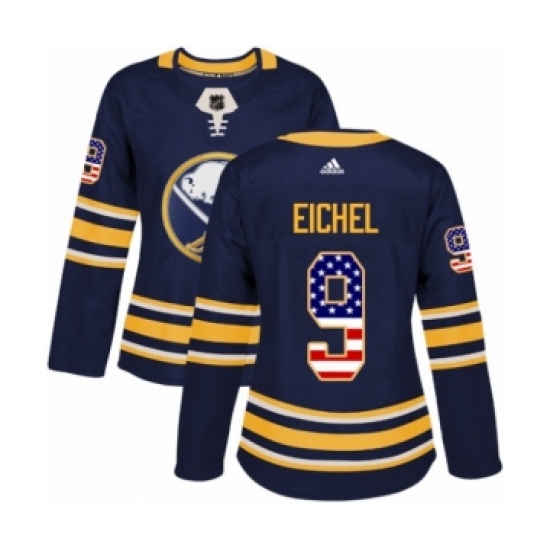 Women's Adidas Buffalo Sabres 9 Jack Eichel Authentic Navy Blue USA Flag Fashion NHL Jersey