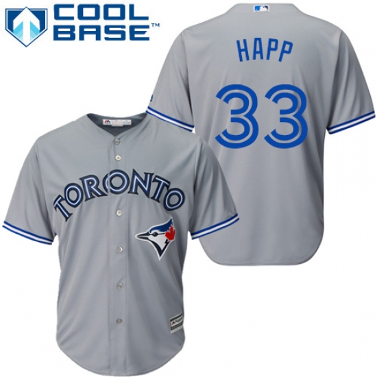Youth Majestic Toronto Blue Jays 33 J.A. Happ Authentic Grey Road MLB Jersey