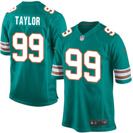 Men's Nike Miami Dolphins 99 Jason Taylor Game Aqua Green Alternate NFL Jersey