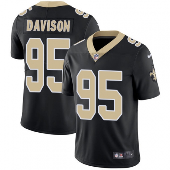 Youth Nike New Orleans Saints 95 Tyeler Davison Black Team Color Vapor Untouchable Limited Player NFL Jersey