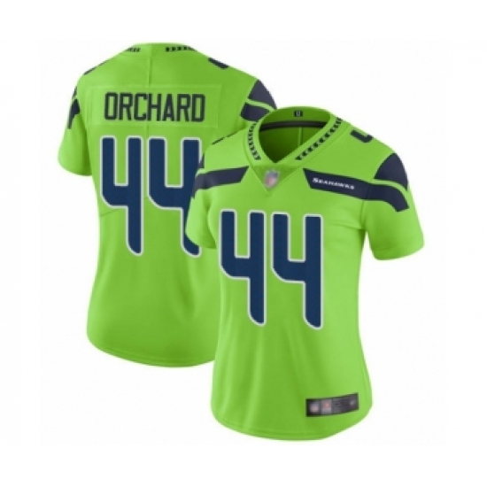 Women's Seattle Seahawks 44 Nate Orchard Limited Green Rush Vapor Untouchable Football Jersey