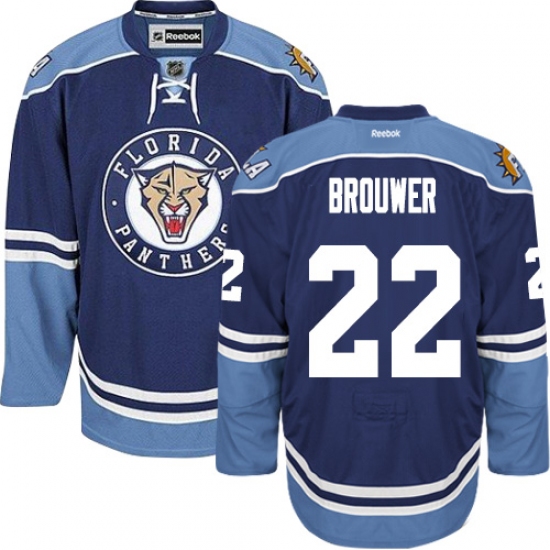 Men's Reebok Florida Panthers 22 Troy Brouwer Premier Navy Blue Third NHL Jersey