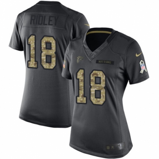 Women's Nike Atlanta Falcons 18 Calvin Ridley Limited Black 2016 Salute to Service NFL Jersey