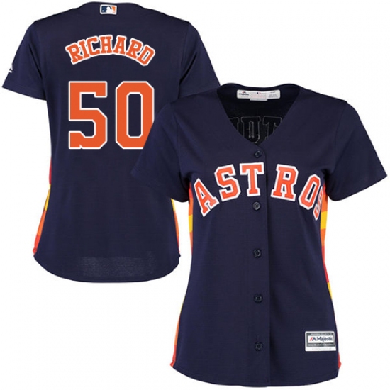 Women's Majestic Houston Astros 50 J.R. Richard Authentic Navy Blue Alternate Cool Base MLB Jersey