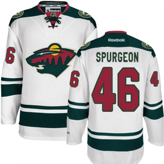 Men's Reebok Minnesota Wild 46 Jared Spurgeon Authentic White Away NHL Jersey