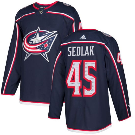 Men's Adidas Columbus Blue Jackets 45 Lukas Sedlak Authentic Navy Blue Home NHL Jersey